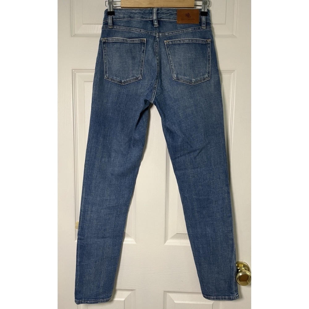 Ralph Lauren Super Skinny Blue Jeans Women 0 (Fits 6/8) Stretch Low Rise 28x29 - Picture 3 of 11